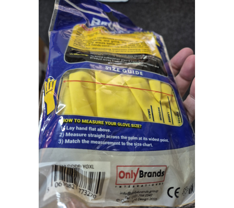 2 Pairs Yellow Household Rubber Gloves - MEDIUM SIZE