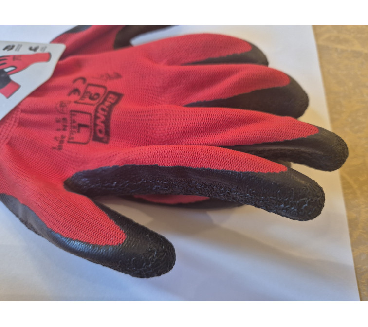 Red Latex Coated Work Gloves (Large, Size 9)