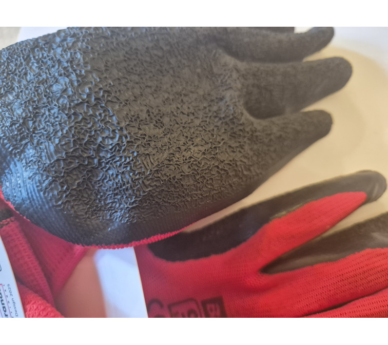 Red Latex Coated Work Gloves (Large, Size 9)