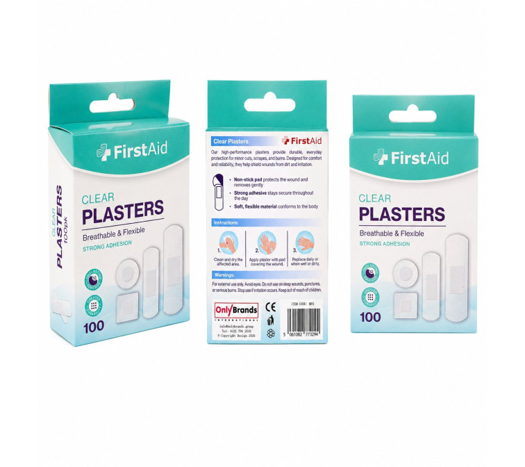 100PK PLASTERS CLEAR